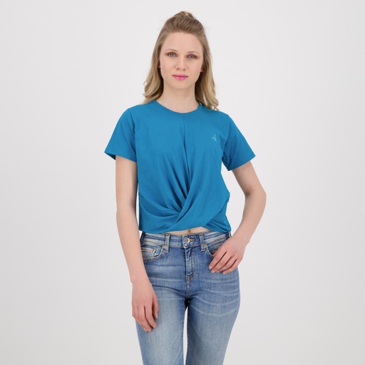 T-shirt femme crop top nouée avec broderie