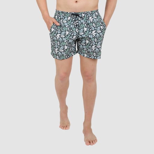 Short de bain homme court imprimé illustration feuille