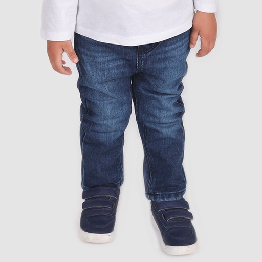 Pantalon en jeans bébé avec ceinture en rib