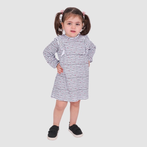 Robe côtelé bébé a volants imprimé CŒUR