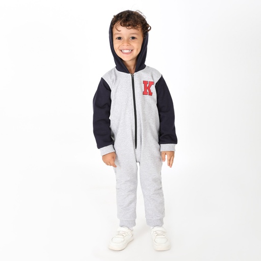 Combinaison bébé avec manche et capuche contrastés K
