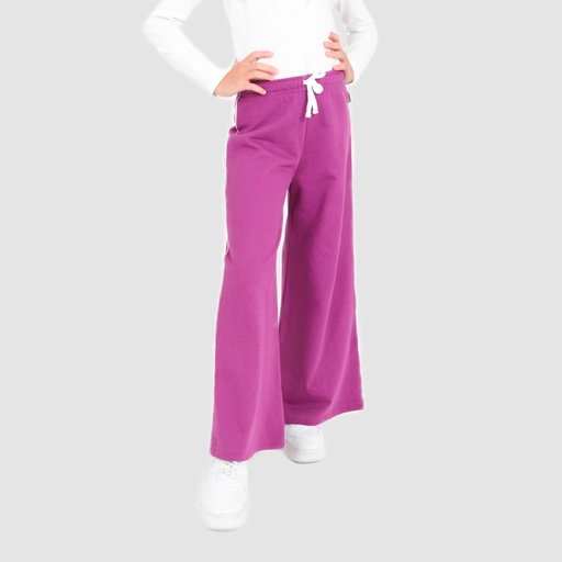 Jogger wide leg fille avec piping