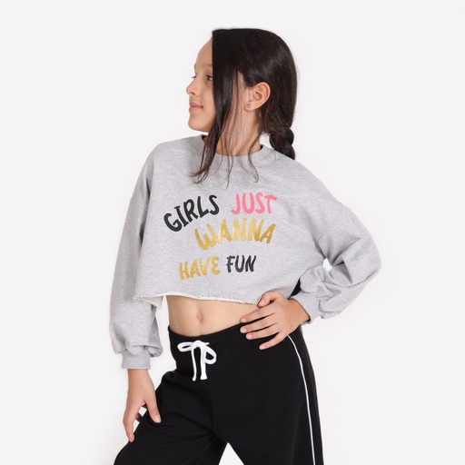 Sweat crop fille GIRLS JUST WANNA HAVE FUN