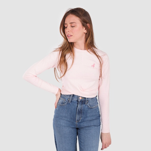 T-shirt femme nouée manches longues avec broderie