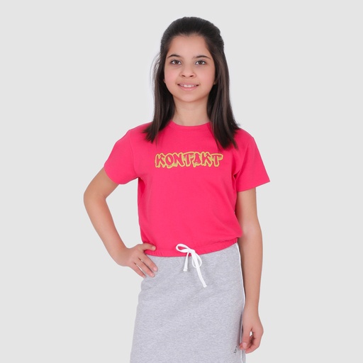 T-shirt crop fille manches courtes bas élastique KONTAKT