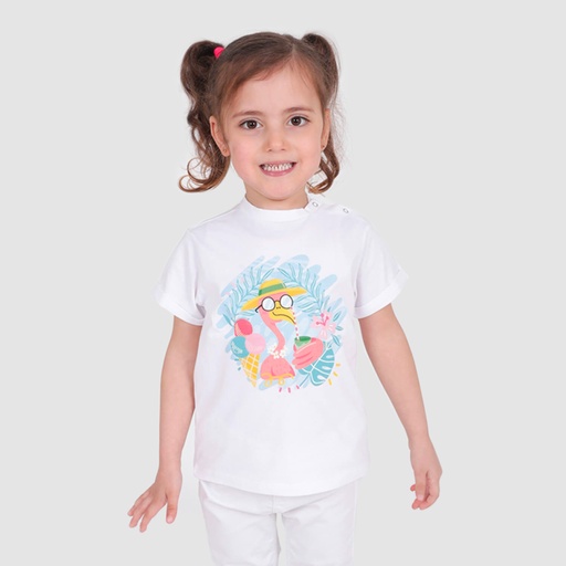 T-shirt bébé manches courtes avec revers FLAMINGO