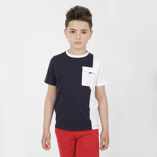 T-shirt garçon bi-couleurs avec poche