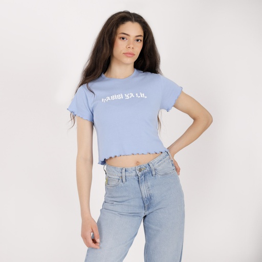 T-shirt crop côtelé femme manches courtes HABIBI YA LIL