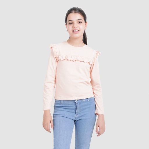 T-shirt fille manches longues avec volant