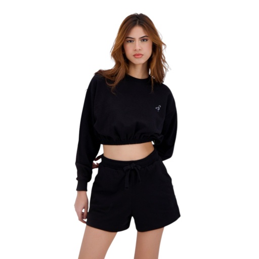 Sweat crop femme avec broderie