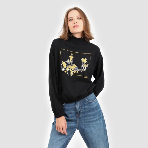 Sweat femme col cheminé QUAD DANS LES DUNES