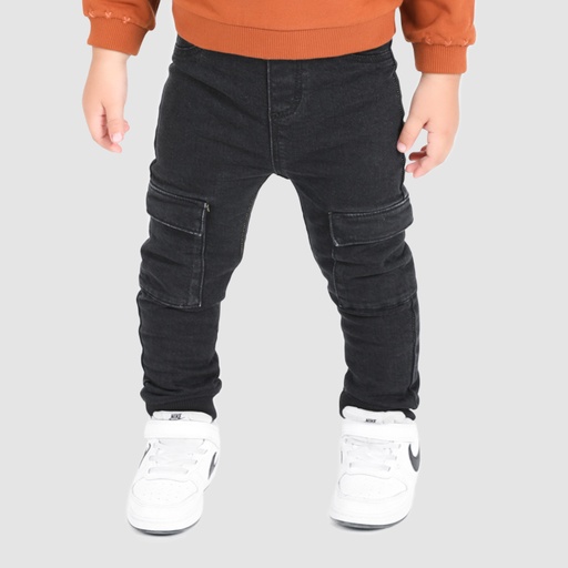 Jogger cargo bébé avec ceinture en cote en jeans