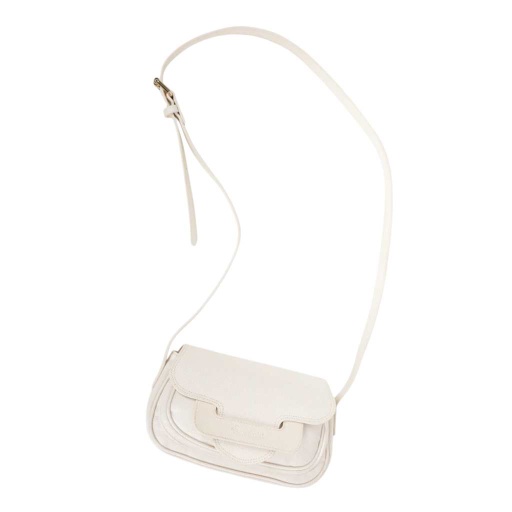 Sac bandoulière en cuir - SAGHIRA - Blanc Imp Dots Rose