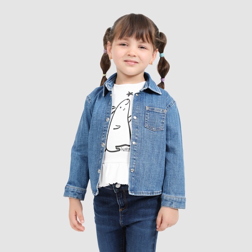 Chemise bébé avec poche poitrine en jeans