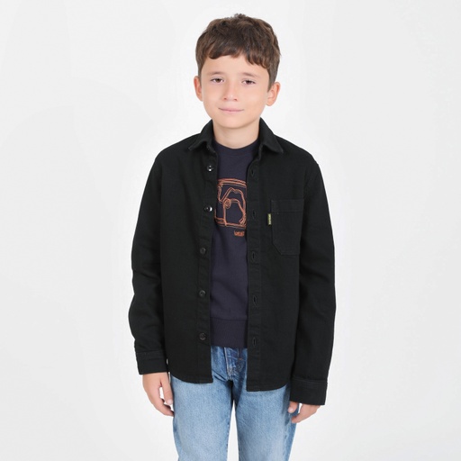 Chemise garçon avec poche poitrine en jeans