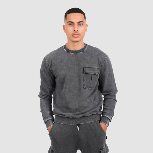 Sweat homme avec poches soufflées délavé