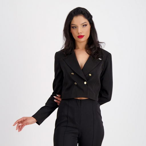 Blazer crop femme en chaine et trame