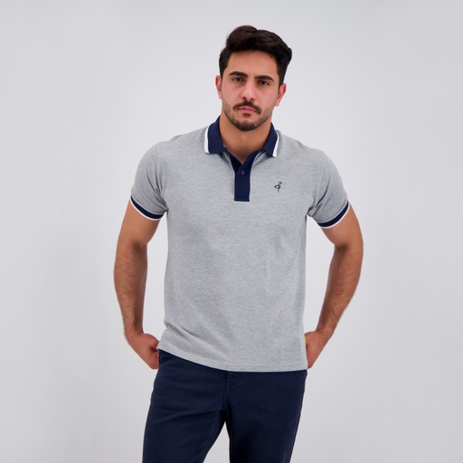 Polo homme manches courtes avec broderie et patte contrasté