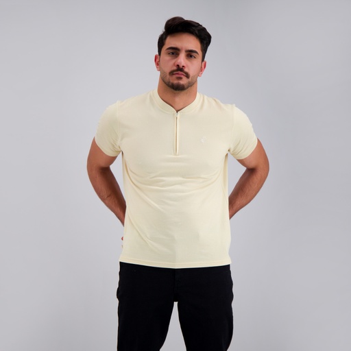 Polo col mao zippé homme manches courtes avec broderie