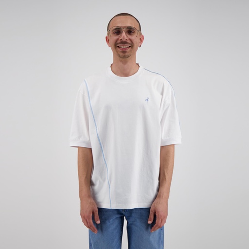 T-shirt oversized homme manches courtes avec piping et broderie