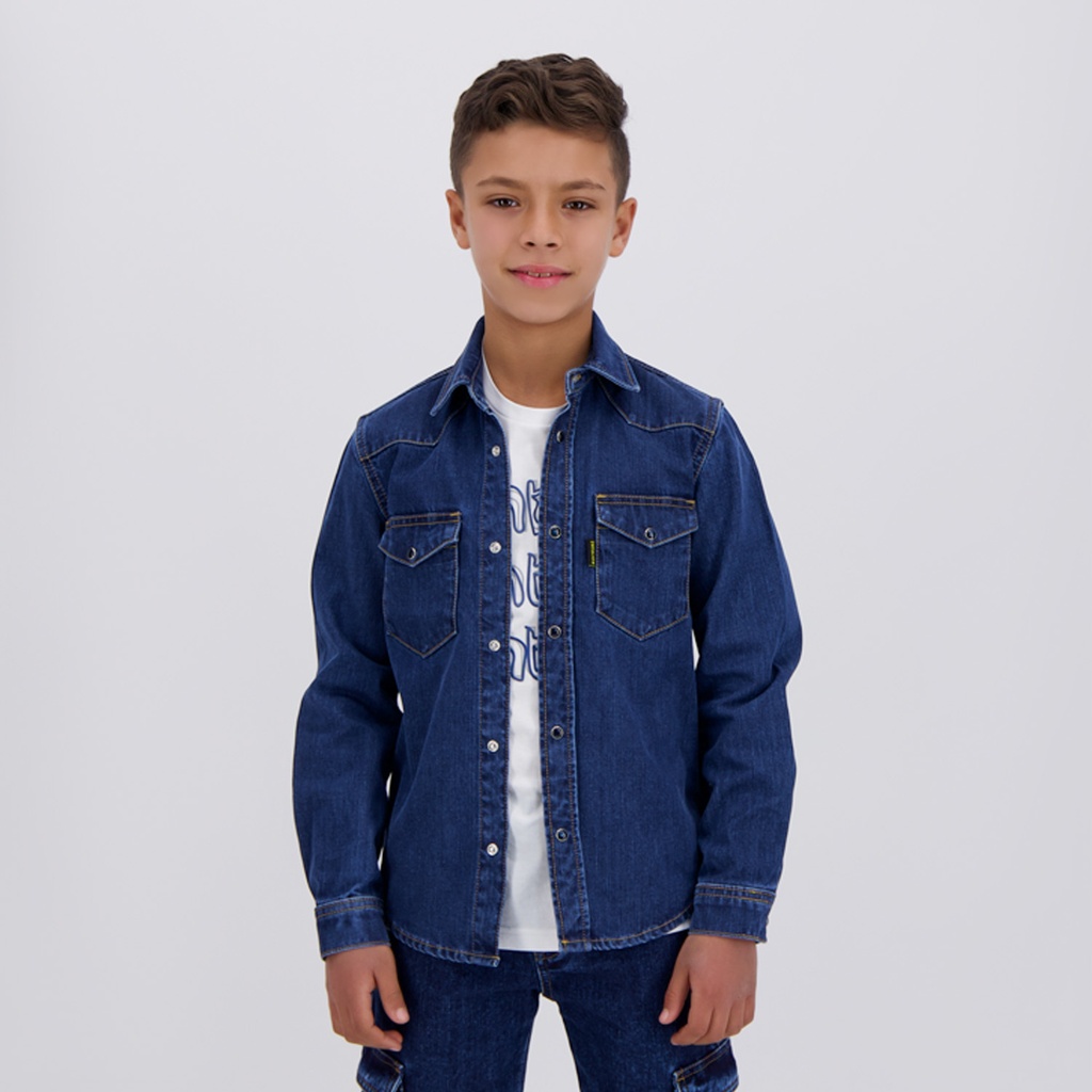 Lot De 10 Chemises Garçon Paper Denim & Cloth - Taille M - Bleu Plaid - Manches Longues