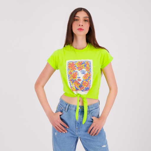 T-shirt sur taille femme manches courtes avec nœud VISAGE