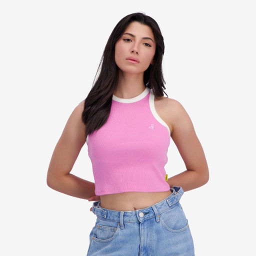 Top côtelé femme avec broderie