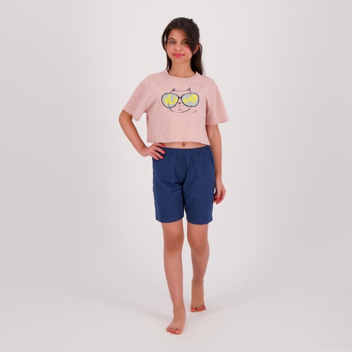 Pyjama fille t-shirt crop et short ميعاو