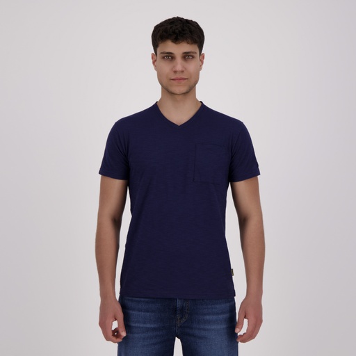 T-shirt homme manches courtes col v avec poche