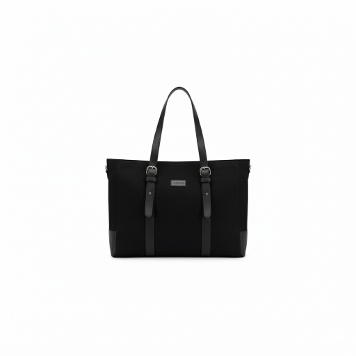 Cabas en jeans et cuir - Noir