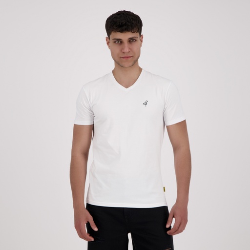 T-shirt slim homme manches courtes col v avec  broderie