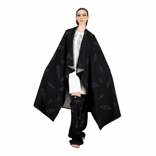 Safseri unisexe en jeans IMPRIME BERBERE HEAVY PRINT AND LASER - TUNIS FASHION WEEK 2024 - Jeans Noir