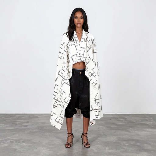 [01-010-135-002-K000-U] Safseri unisexe en jeans IMPRIME  كون كيما انتي  HEAVY PRINT AND LASER - TUNIS FASHION WEEK 2024