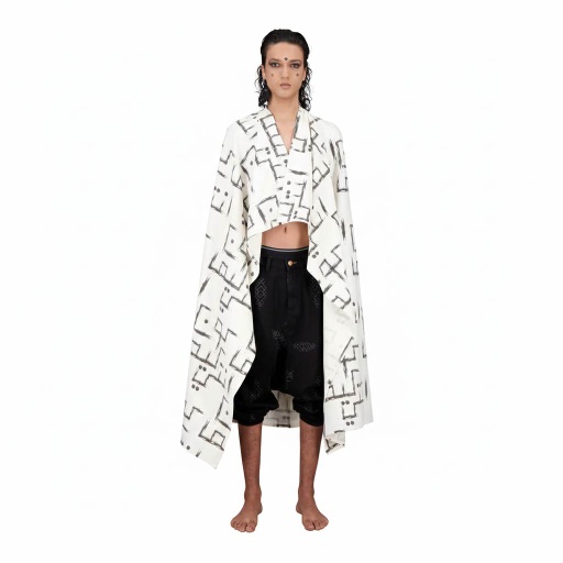 Safseri unisexe en jeans IMPRIME  كون كيما انتي  HEAVY PRINT AND LASER - TUNIS FASHION WEEK 2024 - Bleu Ciel &amp; Blanc 