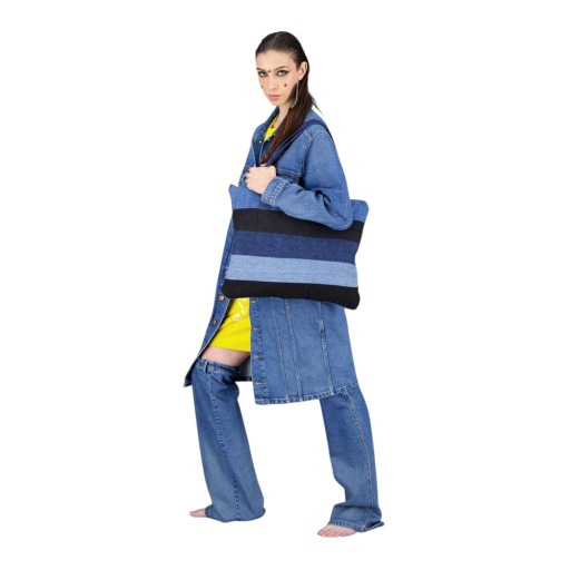 Coussin &amp;Tote bag format 49/39 en jeans Modular - TUNIS FASHION WEEK 2024 - Noir