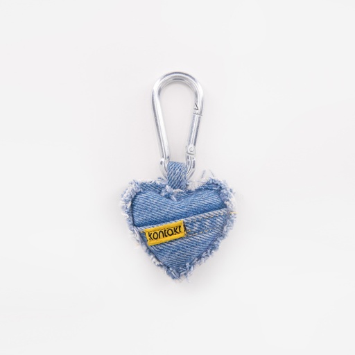 [01-010-132-002-K412] Porte clé unisexe coeur en jeans