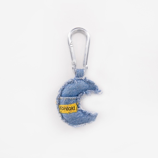 [01-010-132-003-K412] Porte clé unisexe demi lune en jeans