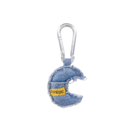 Porte clé unisexe demi lune en jeans - Noir/Blanc
