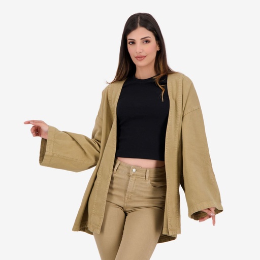 Kimono femme avec yeux Berbères sur les manches-KARAMA 2.0 - Beige