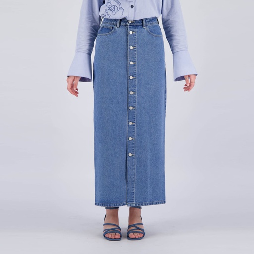 Jupe maxi femme boutonnée en jeans - MAYAR