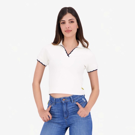 Polo côtelé femme manches courtes