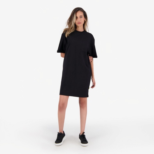 Robe sweat femme manches courtes avec poche plaquée