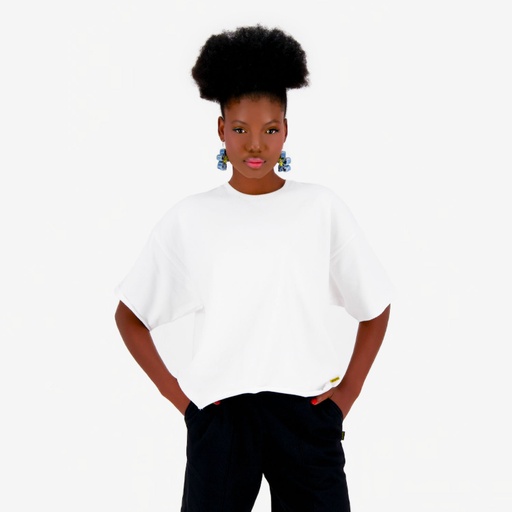 Sweat oversized femme manches courtes avec broderie