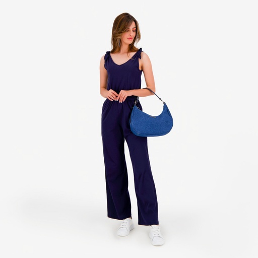Combinaison femme col v avec élastique à la taille