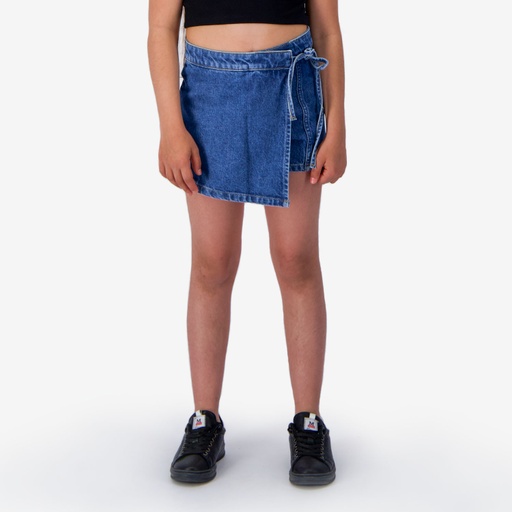 Skort fIlle avec noued en jeans