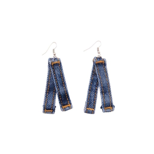 Boucle d'oreille en denim - Gris Chiné &amp; Rouge Imp Hoho
