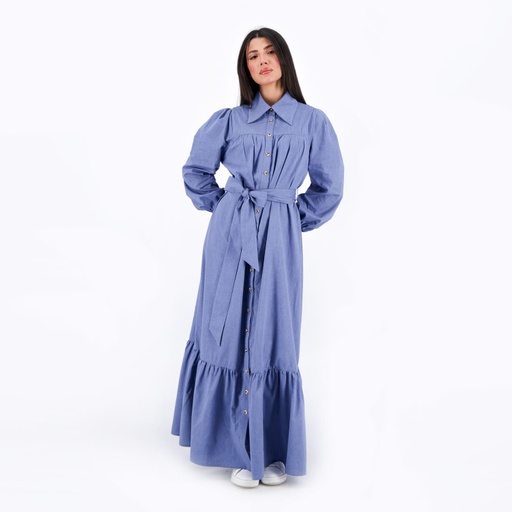 Robe maxi femme avec volant en bas en chaine &amp; trame