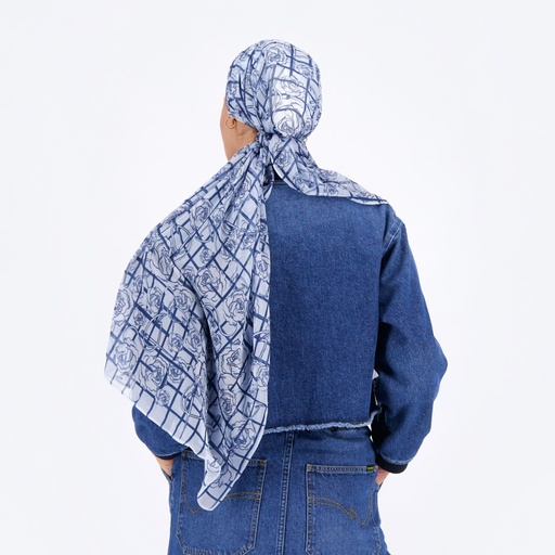 [01-010-140-002-K012] Foulard Flament &amp; fleur Bleu