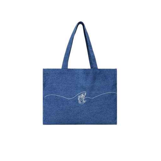 Tote bag unisexe en jeans HOUTA - Jeans Bleu Clair &amp; Cuir Bleu Clair