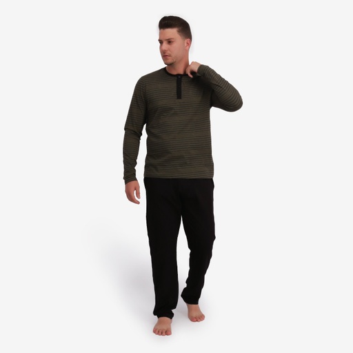 Pyjamas homme manche longue avec pate de boutonnage
